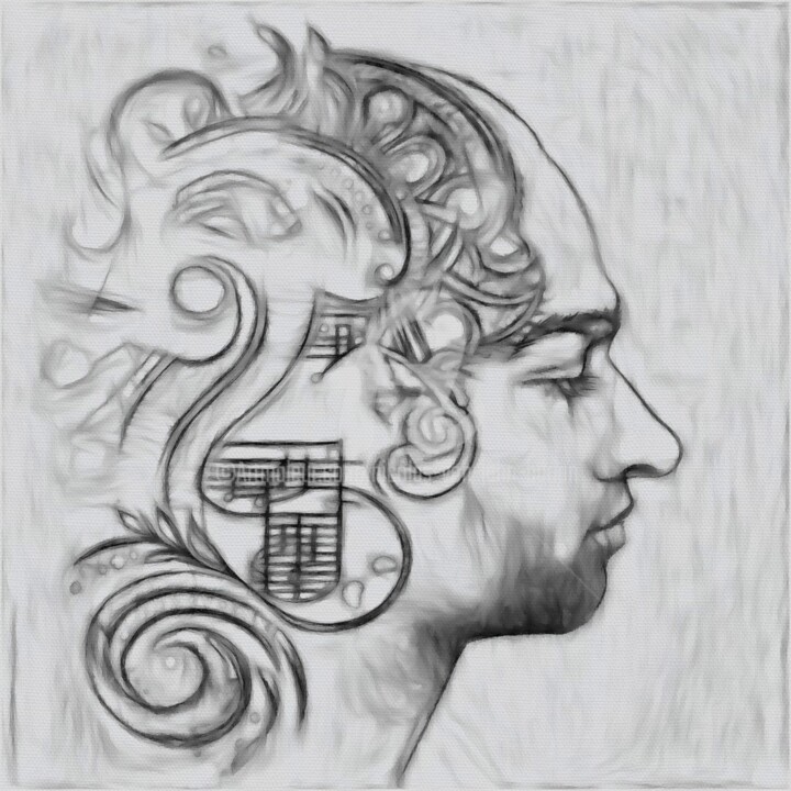 Melody in the mind (Mei 2023) 绘画, 13.4x13.4 in