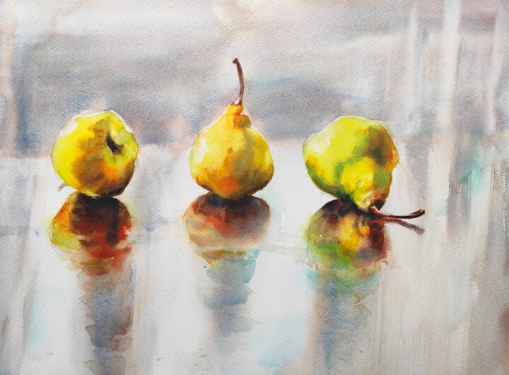 Three Pears on the table 绘画, 12x16 in