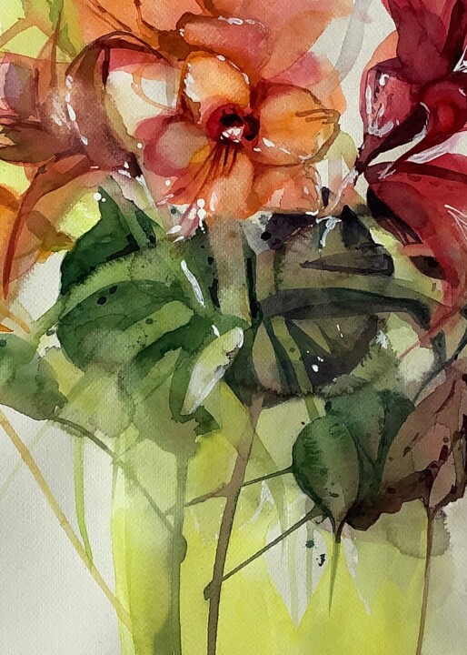 Painting titled "Rittersterne in der…" by Lyndwoorm, Original Artwork, Watercolor