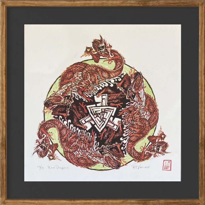 Nine Dragons 印花与版画, 18x18 in