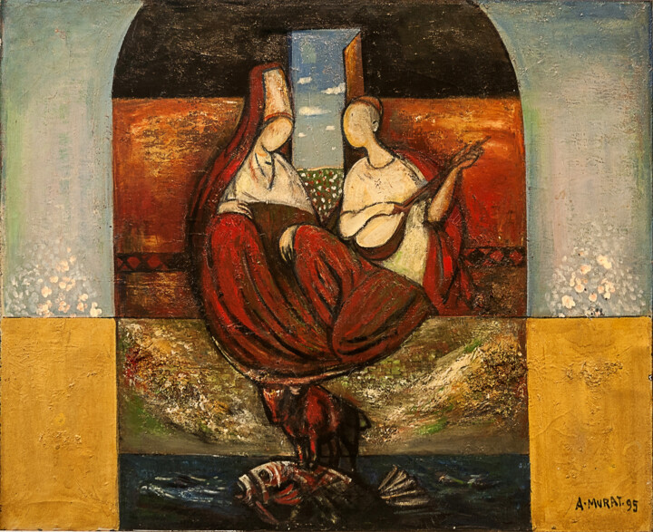 Malarstwo zatytułowany „Birth of Family” autorstwa Allamyrat Muhammedov, Oryginalna praca, Olej