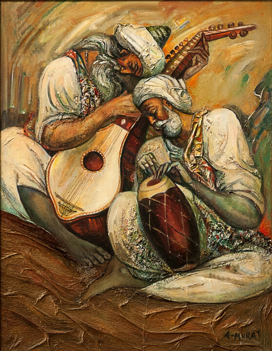 Duet of two musicians 绘画, 39.4x31.5 in