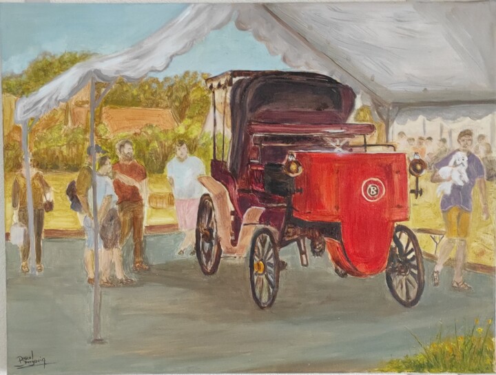parade voitures anciennes 24 h du Mans 绘画, 18.1x24 in