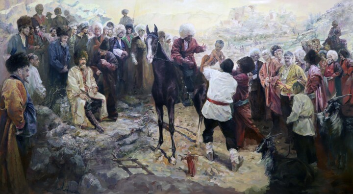 Pittura intitolato "The origin of Gorog…" da Azat Myradov, Opera d'arte originale, Olio