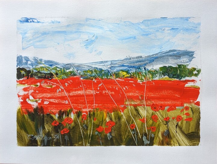 Luberon Blue 绘画, 11.8x15.8 in
