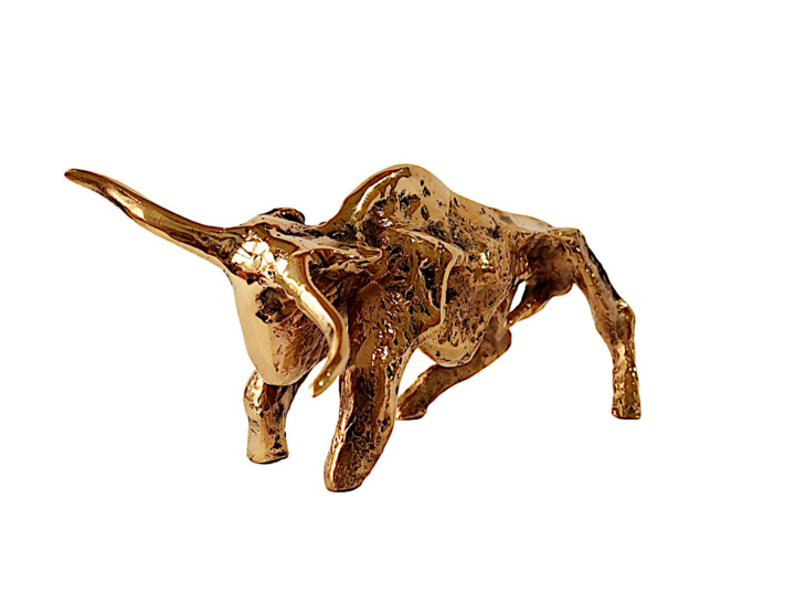 Golden Bull 雕塑, 3.5x8.7 in