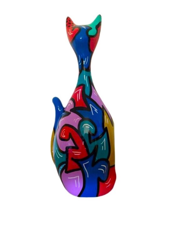 Sculpture titled "LELOCAT DESIGN 40" by Leloluce, Original Artwork, Resin