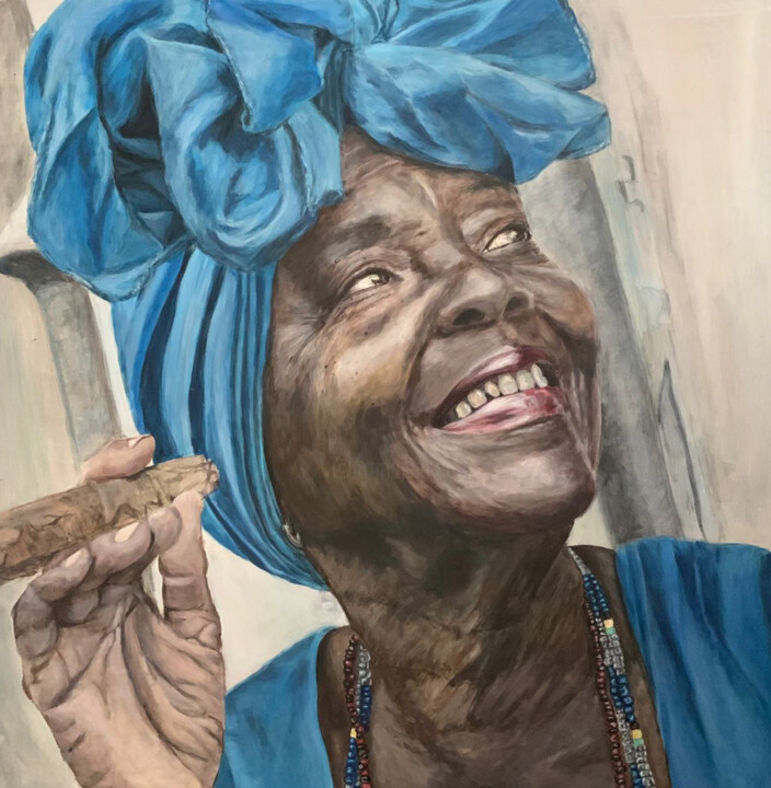 Painting titled "CUBAN | COLORFUL CU…" by Anna Voronina, Original Artwork, Acrylic Mounted on Cardboard