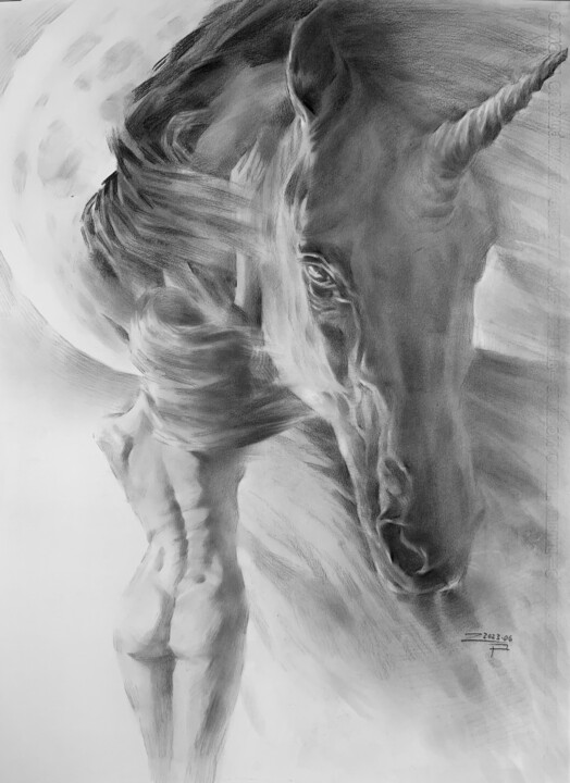 Full moon #3 绘画, 21.3x15.4 in