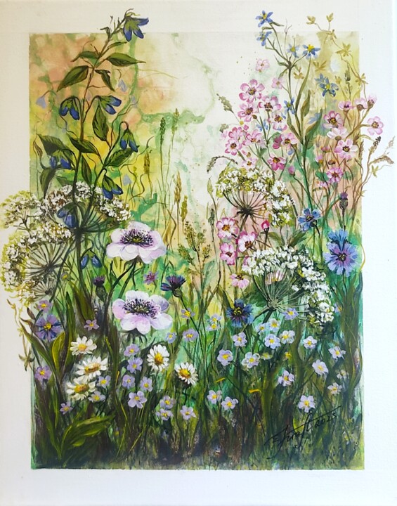 "Summer meadow II" 绘画, 19.7x15.8 in