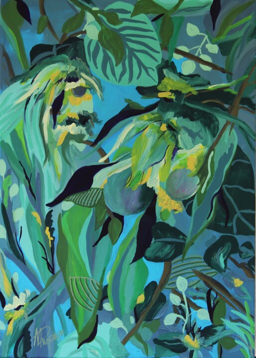 Painting titled "READY TO PICK - flo…" by Marinela Puscasu, Original Artwork, Acrylic Mounted on Wood Stretcher frame