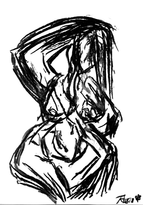 Dessin intitulée "Simple desnudez" par Fernando Rubio, Œuvre d'art originale, Fusain