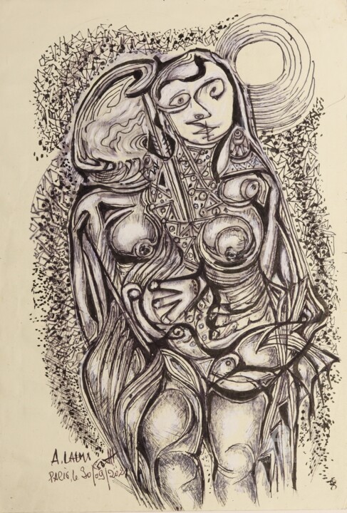 La femme et son apparat 绘画, 11.8x8.7 in