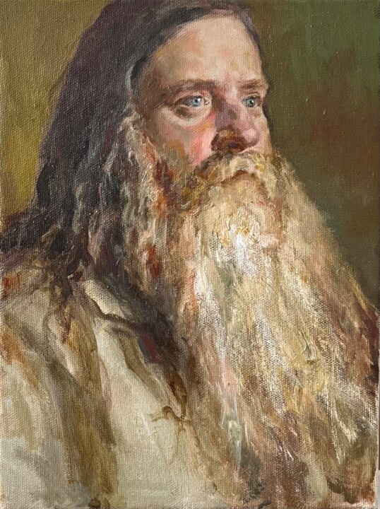 Portrait of a man with a beard oil on canvas, realism 绘画, 15.8x11.8 in