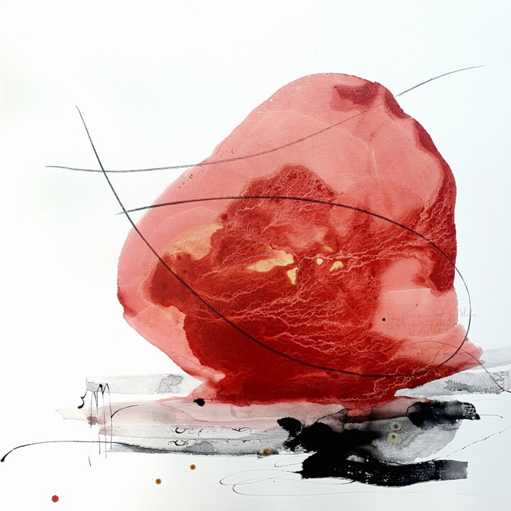 Peinture intitulée "Le paradis n'est pa…" par Isabelle Mignot, Œuvre d'art originale, Encre Monté sur Châssis en bois