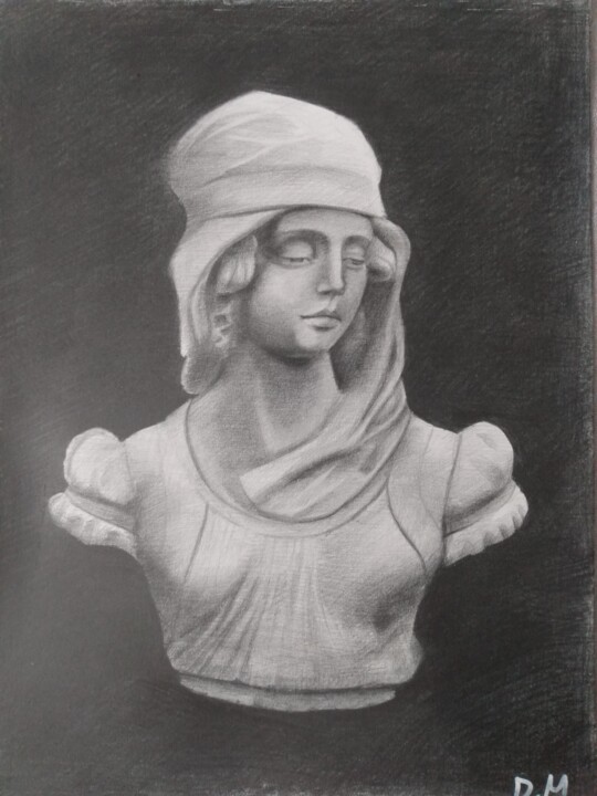 Statue buste de femme Drawing, 11.8x8.7 in