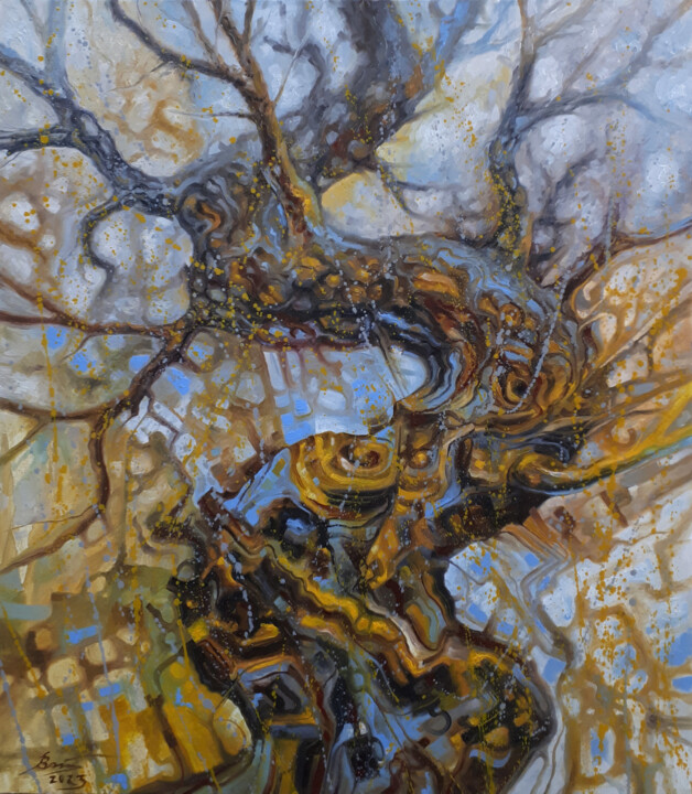 Painting titled "Old tree" by Serhii Voichenko, Original Artwork, Oil