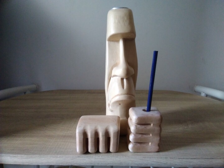 Sculpture titled "Моаи. Подсвечник." by Gennadii Nikitin, Original Artwork, Wood