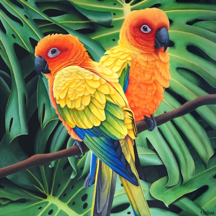Enchantement tropical 绘画, 11.8x11.8 in