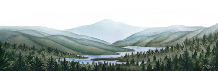 Blue Ridge Mountains Landscape wall art large canvas 绘画, 20x60 in