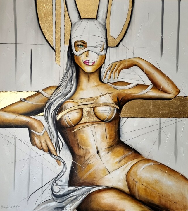 Naked woman, Super girl 绘画, 39.4x35.4 in