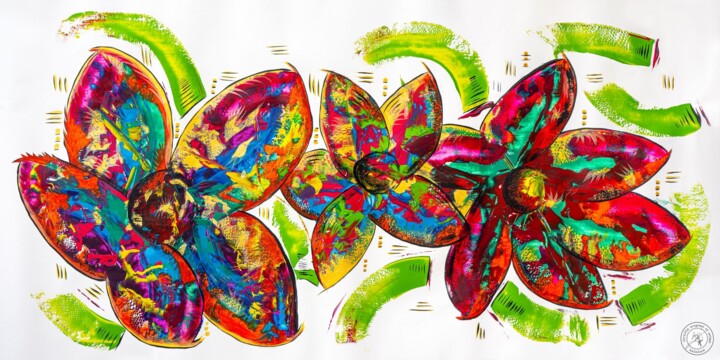 Painting titled "Les colorés" by Leloluce, Original Artwork, Acrylic
