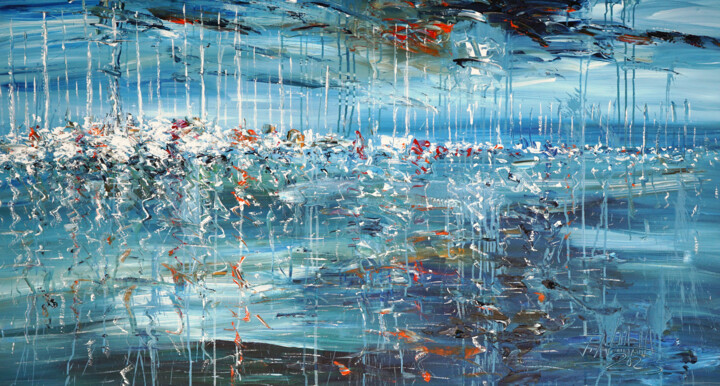 Sail Boat Marina L 4 绘画, 32.7x61 in