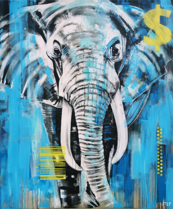 ELEPHANT #27 - RED LIST 绘画, 47.2x39.4 in