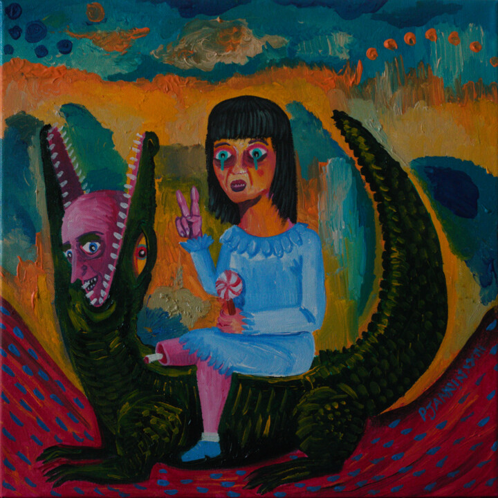 Crocodile Candy 绘画, 15.8x15.8 in