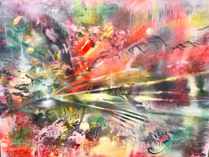 Peinture intitulée "Points de fuite" par Catherine Lesueur (C.Lesueur), Œuvre d'art originale, Acrylique
