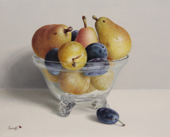 Composition, coupe de fruits 绘画, 8.7x10.6 in