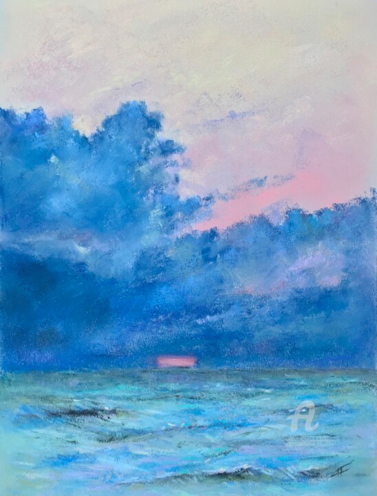 Drawing titled "Sunset clouds" by Irene_art, Original Artwork, Pastel