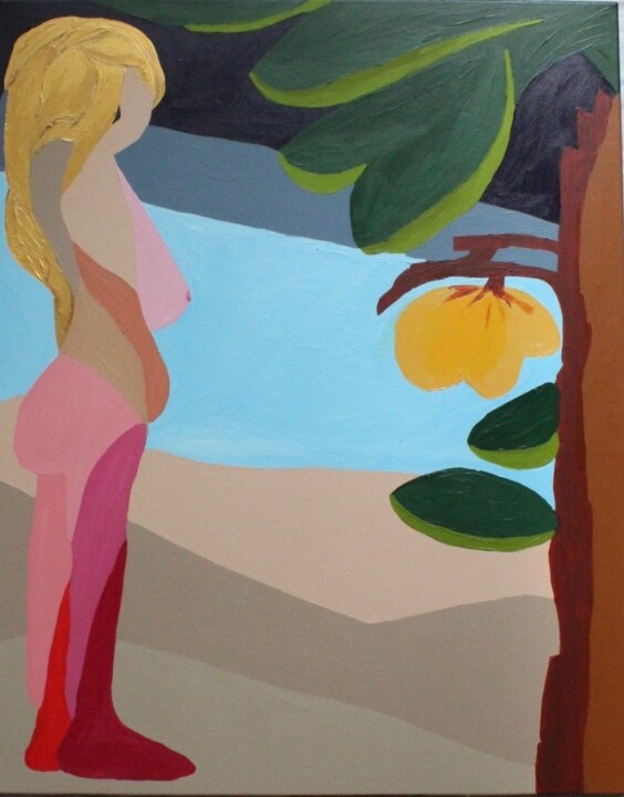 Peinture figurative "entre provocation et sensualité" 92x73 绘画, 36.2x28.7 in