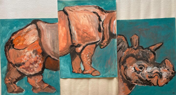 Das geteilte Nashorn 绘画, 26.8x49.6 in