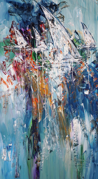 Sail Boats L 2 绘画, 61x33.5 in