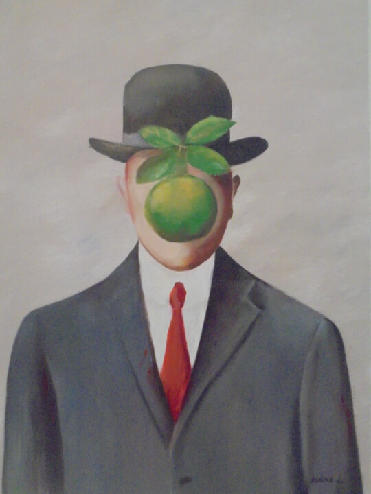 THE MAN WITH APPLE 绘画, 31.5x23.6 in