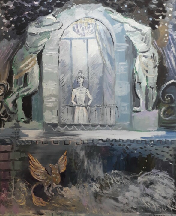 "The mysterious dream of St. Petersburg" 绘画, 19.7x15.8 in