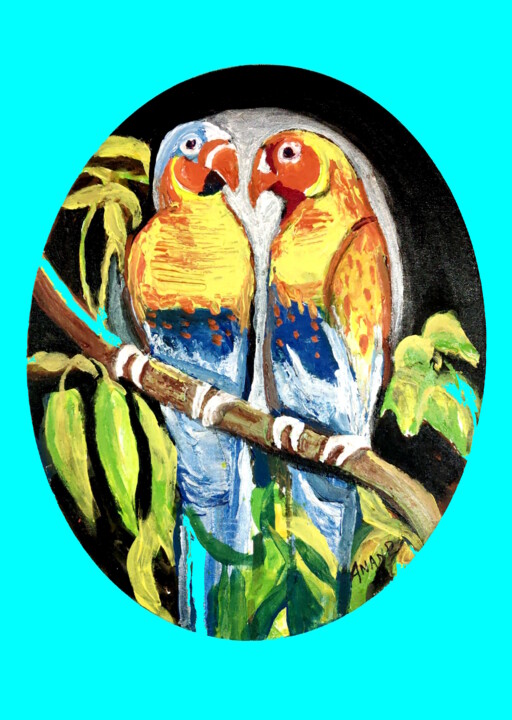 LOVING BIRDS 绘画, 16x20 in