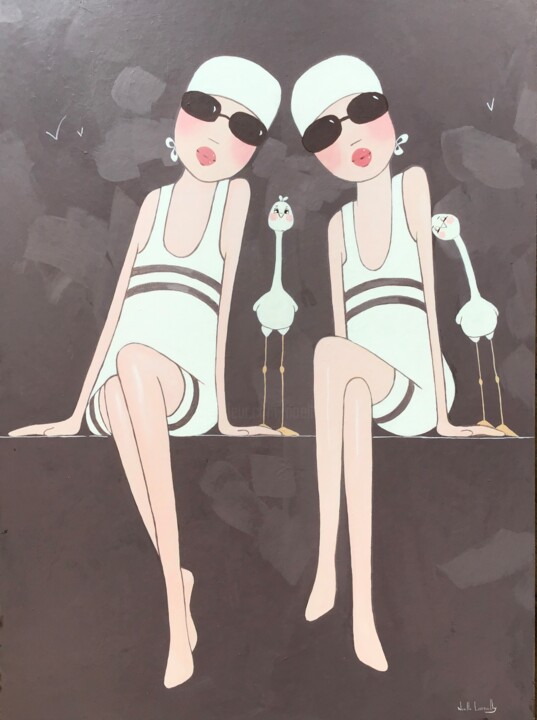 Constance et Ninette - 1261 绘画, 31.9x23.6 in