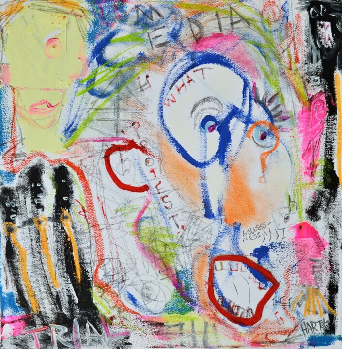 Painting titled "Protest What" by Paul Hartel, Original Artwork, Acrylic Mounted on Wood Stretcher frame