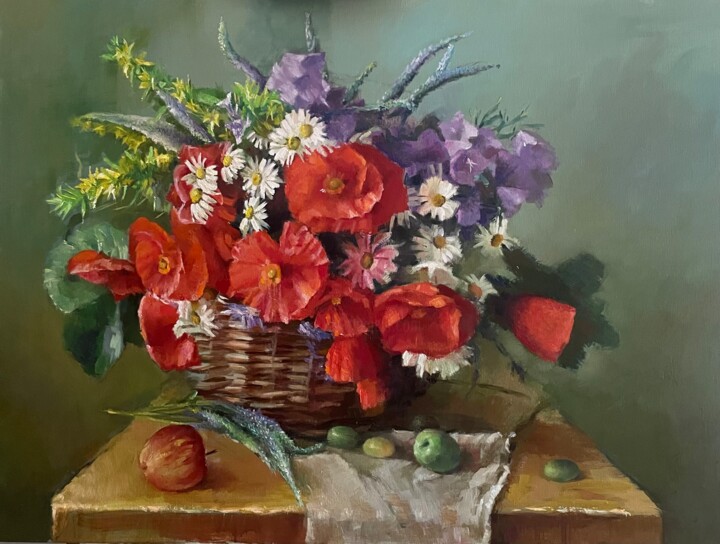 still life with flowers 绘画, 23.6x31.5 in