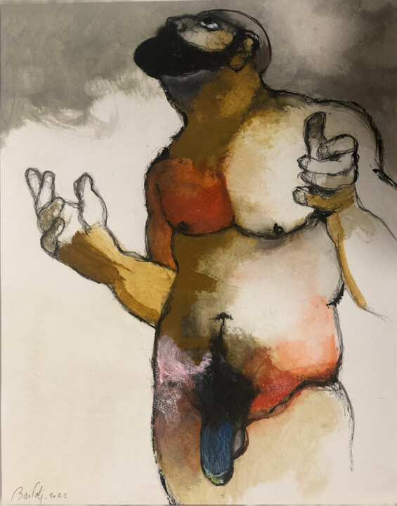 L'homme qui demandait "pourquoi" 图画, 11.8x9.5 in