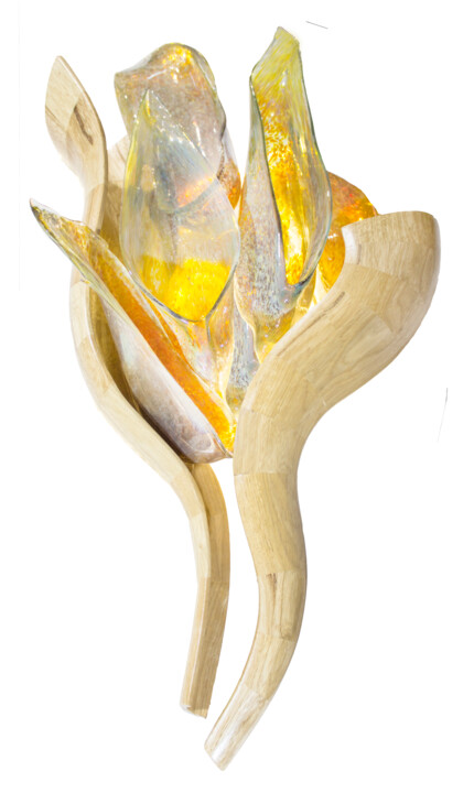 Sculpture titled "Torch of Hope" by Gabriel Bass, Original Artwork, Wood