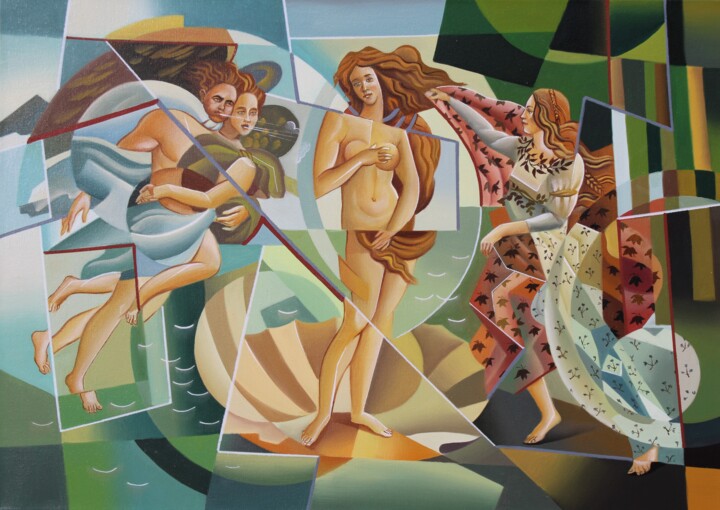 Cubistic Birth of Venus 绘画, 19.7x27.6 in