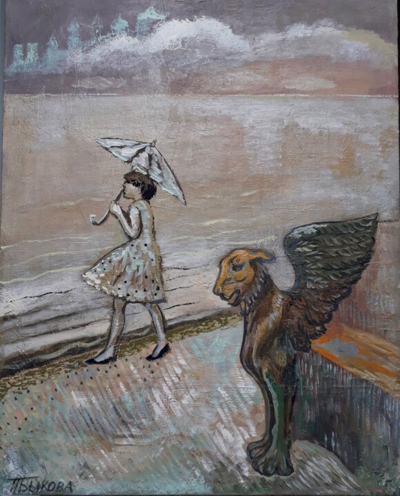 绘画 标题为“"Walk under the rai…” 由Tatiana Bykova, 原创艺术品, 油