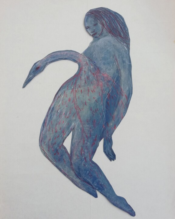 Femme au cygne 绘画, 7.1x3.9 in