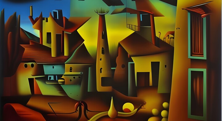 Arts numériques intitulée "Villaggio" par Danyel Carinzia, Œuvre d'art originale, Peinture numérique