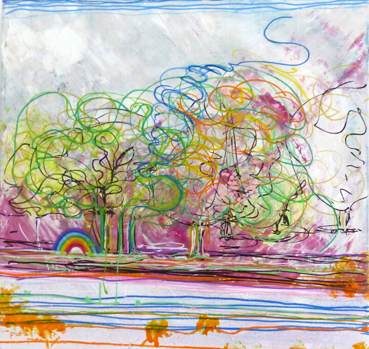 Painting titled "Tree 3" by Florence Poiret, Original Artwork, Acrylic