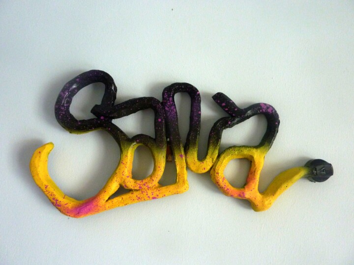 Sculpture intitulée "Tag n°2" par Saname, Œuvre d'art originale, Résine Monté sur Autre panneau rigide