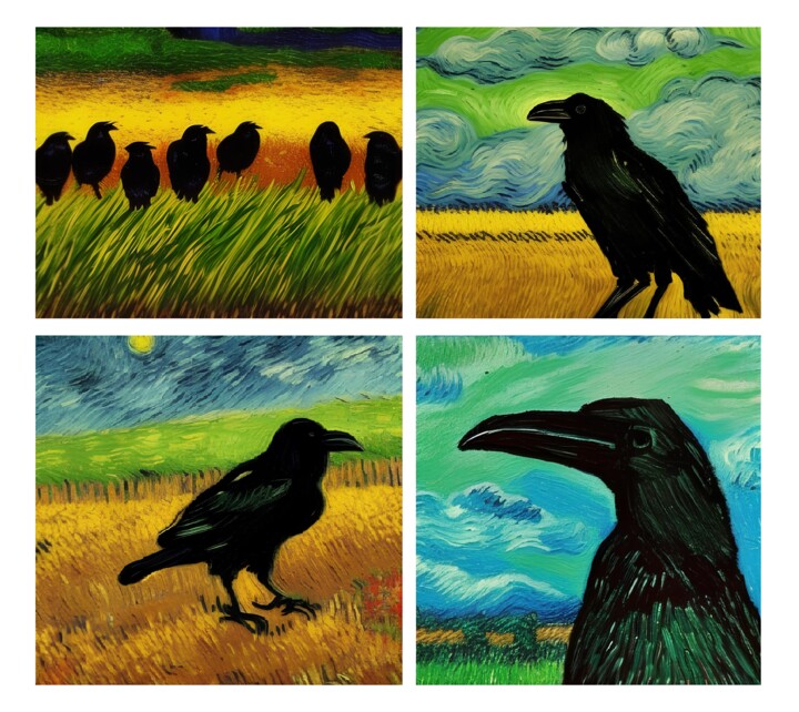 Digital Arts titled "Crows in Fields" by Michael C Bertsch, Original Artwork, 2D Digital Work